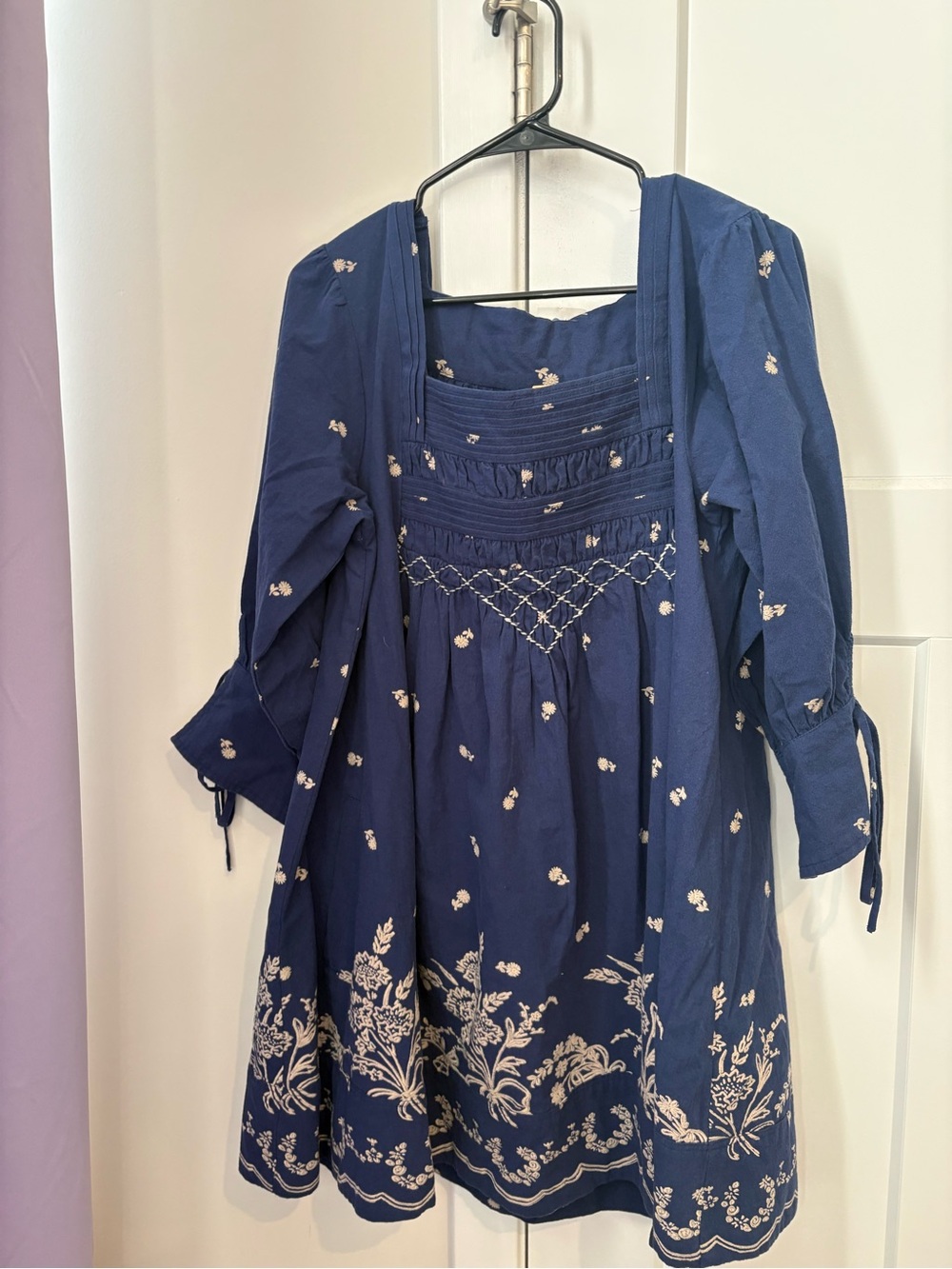Free People Sonora Printed Mini Dress Navy Blue Medium - Picture 3 of 16